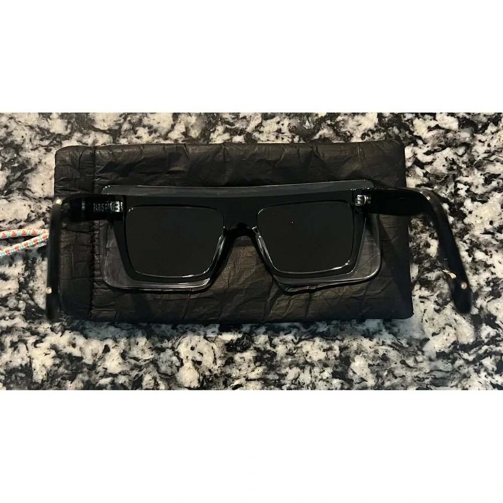 Kenzo Paris Rectangular Sunglasses Black Clear Silver Mirror KZ40024I 01C 53mm